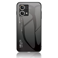 Oppo F21 Pro 4G用ハイブリットバンパーケース プラスチック 鏡面 虹 グラデーション 勾配色 カバー LS1 Oppo ダークグレー