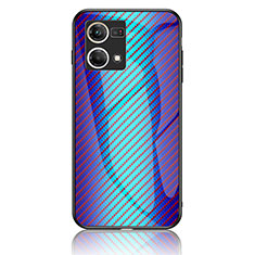 Oppo F21 Pro 4G用ハイブリットバンパーケース プラスチック 鏡面 虹 グラデーション 勾配色 カバー LS2 Oppo ネイビー