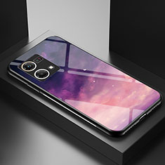 Oppo F21 Pro 4G用ハイブリットバンパーケース プラスチック パターン 鏡面 カバー LS1 Oppo パープル