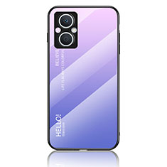 Oppo F21 Pro 5G用ハイブリットバンパーケース プラスチック 鏡面 虹 グラデーション 勾配色 カバー LS1 Oppo ラベンダー