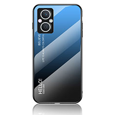 Oppo F21 Pro 5G用ハイブリットバンパーケース プラスチック 鏡面 虹 グラデーション 勾配色 カバー LS1 Oppo ネイビー