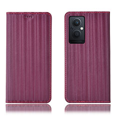 Oppo F21 Pro 5G用手帳型 レザーケース スタンド カバー H23P Oppo ワインレッド