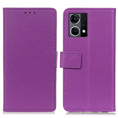 Oppo F21s Pro 4G用手帳型 レザーケース スタンド カバー M08L Oppo パープル