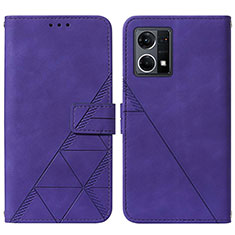 Oppo F21s Pro 4G用手帳型 レザーケース スタンド カバー Y01B Oppo パープル