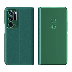 Oppo Find N 5G用手帳型 レザーケース スタンド 鏡面 カバー L01 Oppo グリーン