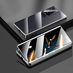 Oppo Find N 5G用ケース 高級感 手触り良い アルミメタル 製の金属製 360度 フルカバーバンパー 鏡面 カバー Oppo ブラック