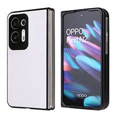 Oppo Find N2 5G用ハイブリットバンパーケース 高級感 手触り良いレザー柄 兼プラスチック BY1 Oppo ホワイト