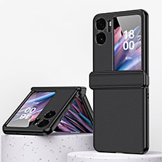 Oppo Find N2 Flip 5G用ハイブリットバンパーケース 高級感 手触り良いレザー柄 兼プラスチック ZL2 Oppo ブラック