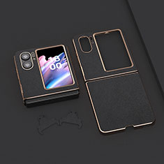 Oppo Find N2 Flip 5G用ハイブリットバンパーケース 高級感 手触り良いレザー柄 兼プラスチック BH13 Oppo ブラック