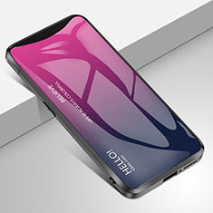 Oppo Find X Super Flash Edition用ハイブリットバンパーケース プラスチック 鏡面 虹 グラデーション 勾配色 カバー Oppo パープル