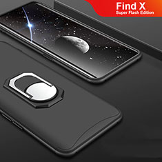 Oppo Find X Super Flash Edition用ハードケース プラスチック 質感もマット 前面と背面 360度 フルカバー アンド指輪 Oppo ブラック