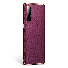 Oppo Find X2 Neo用ケース 高級感 手触り良いレザー柄 L02 Oppo パープル