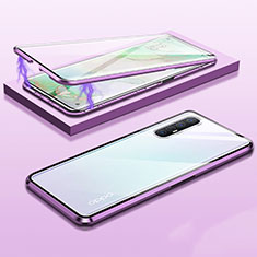 Oppo Find X2 Neo用ケース 高級感 手触り良い アルミメタル 製の金属製 360度 フルカバーバンパー 鏡面 カバー M03 Oppo パープル