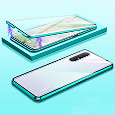 Oppo Find X2 Neo用ケース 高級感 手触り良い アルミメタル 製の金属製 360度 フルカバーバンパー 鏡面 カバー M03 Oppo グリーン