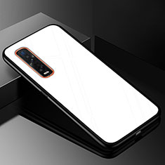 Oppo Find X2 Pro用ハイブリットバンパーケース プラスチック 鏡面 虹 グラデーション 勾配色 カバー H01 Oppo ホワイト