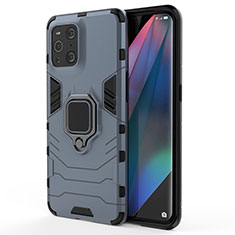 Oppo Find X3 5G用ハイブリットバンパーケース プラスチック アンド指輪 マグネット式 Oppo ネイビー