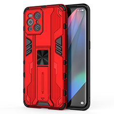 Oppo Find X3 5G用ハイブリットバンパーケース スタンド プラスチック 兼シリコーン カバー マグネット式 Oppo レッド