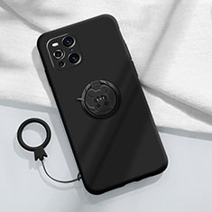 Oppo Find X3 5G用極薄ソフトケース シリコンケース 耐衝撃 全面保護 アンド指輪 マグネット式 バンパー S03 Oppo ブラック