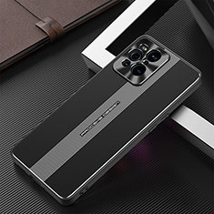 Oppo Find X3 5G用ケース 高級感 手触り良い アルミメタル 製の金属製 兼シリコン カバー J02 Oppo ブラック