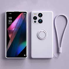 Oppo Find X3 Pro 5G用極薄ソフトケース シリコンケース 耐衝撃 全面保護 アンド指輪 マグネット式 バンパー S01 Oppo ラベンダー