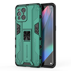 Oppo Find X3 Pro 5G用ハイブリットバンパーケース スタンド プラスチック 兼シリコーン カバー マグネット式 Oppo グリーン