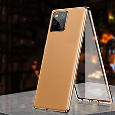 Oppo Find X3 Pro 5G用360度 フルカバー ケース 高級感 手触り良い アルミメタル 製の金属製 Oppo オレンジ