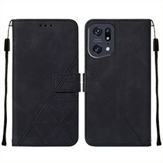 Oppo Find X5 Pro 5G用手帳型 レザーケース スタンド カバー Y01B Oppo ブラック