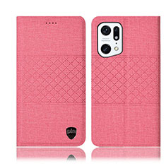 Oppo Find X5 Pro 5G用手帳型 布 スタンド H13P Oppo ピンク