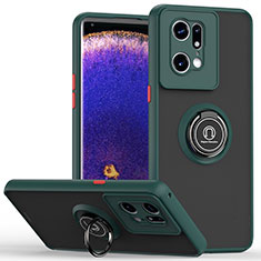 Oppo Find X5 Pro 5G用ハイブリットバンパーケース プラスチック アンド指輪 マグネット式 QW2 Oppo モスグリー