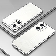 Oppo Find X5 Pro 5G用極薄ソフトケース シリコンケース 耐衝撃 全面保護 クリア透明 SY1 Oppo シルバー