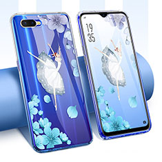 Oppo K1用極薄ソフトケース シリコンケース 耐衝撃 全面保護 クリア透明 花 T01 Oppo ホワイト