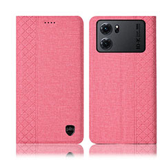 Oppo K10 5G用手帳型 布 スタンド H14P Oppo ピンク