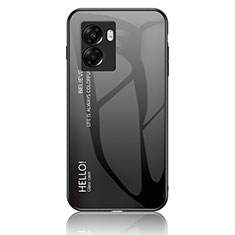 Oppo K10 5G India用ハイブリットバンパーケース プラスチック 鏡面 虹 グラデーション 勾配色 カバー LS1 Oppo ダークグレー