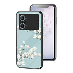 Oppo K10 Pro 5G用ハイブリットバンパーケース プラスチック 鏡面 花 カバー Oppo シアン