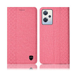 Oppo K10X 5G用手帳型 布 スタンド H14P Oppo ピンク