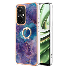 Oppo K11x 5G用シリコンケース ソフトタッチラバー バタフライ パターン カバー アンド指輪 Y01B Oppo パープル