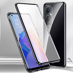 Oppo K11x 5G用ケース 高級感 手触り良い アルミメタル 製の金属製 360度 フルカバーバンパー 鏡面 カバー P01 Oppo ブラック