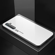 Oppo K5用ハイブリットバンパーケース プラスチック 鏡面 虹 グラデーション 勾配色 カバー Oppo ホワイト