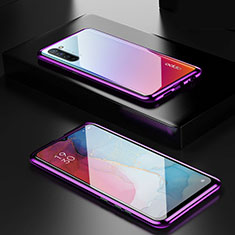 Oppo K7 5G用ケース 高級感 手触り良い アルミメタル 製の金属製 360度 フルカバーバンパー 鏡面 カバー M03 Oppo パープル