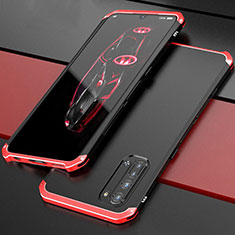 Oppo K7 5G用ケース 高級感 手触り良い アルミメタル 製の金属製 カバー Oppo レッド・ブラック
