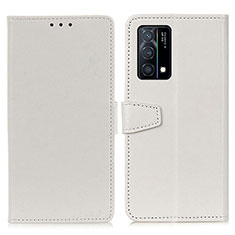 Oppo K9 5G用手帳型 レザーケース スタンド カバー A06D Oppo ホワイト