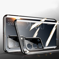 Oppo K9 5G用ケース 高級感 手触り良い アルミメタル 製の金属製 360度 フルカバーバンパー 鏡面 カバー P02 Oppo ブラック