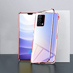 Oppo K9 5G用ケース 高級感 手触り良い アルミメタル 製の金属製 360度 フルカバーバンパー 鏡面 カバー P03 Oppo レッド