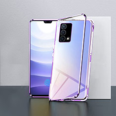 Oppo K9 5G用ケース 高級感 手触り良い アルミメタル 製の金属製 360度 フルカバーバンパー 鏡面 カバー P03 Oppo パープル