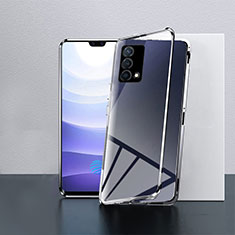 Oppo K9 5G用ケース 高級感 手触り良い アルミメタル 製の金属製 360度 フルカバーバンパー 鏡面 カバー P03 Oppo ブラック