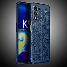 Oppo K9S 5G用シリコンケース ソフトタッチラバー レザー柄 カバー S02 Oppo ネイビー