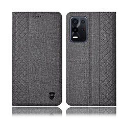 Oppo K9X 5G用手帳型 布 スタンド H13P Oppo グレー