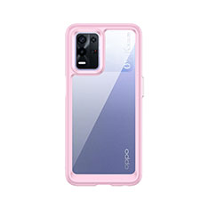 Oppo K9X 5G用ハイブリットバンパーケース クリア透明 プラスチック カバー J01S Oppo ピンク