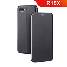 Oppo R15X用手帳型 レザーケース スタンド カバー Oppo ブラック
