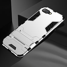 Oppo R17 Neo用ハイブリットバンパーケース スタンド プラスチック 兼シリコーン カバー A01 Oppo シルバー